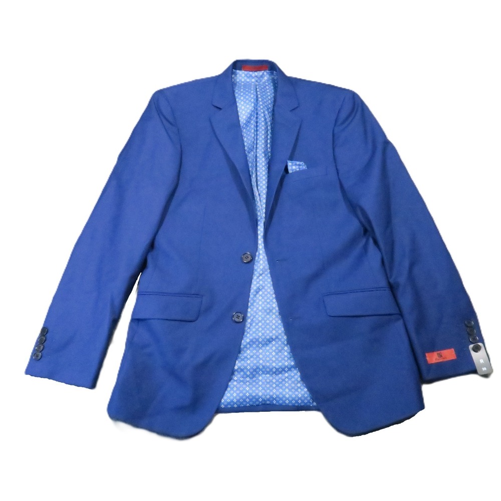 Renoir Suit Jacket Men 36R Blue Slim Fit Single Breasted Modern Professional NEW